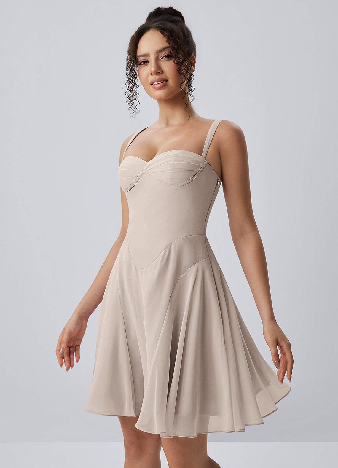 Isadora A-Line Sweetheart Chiffon Prom Dress in Vanilla