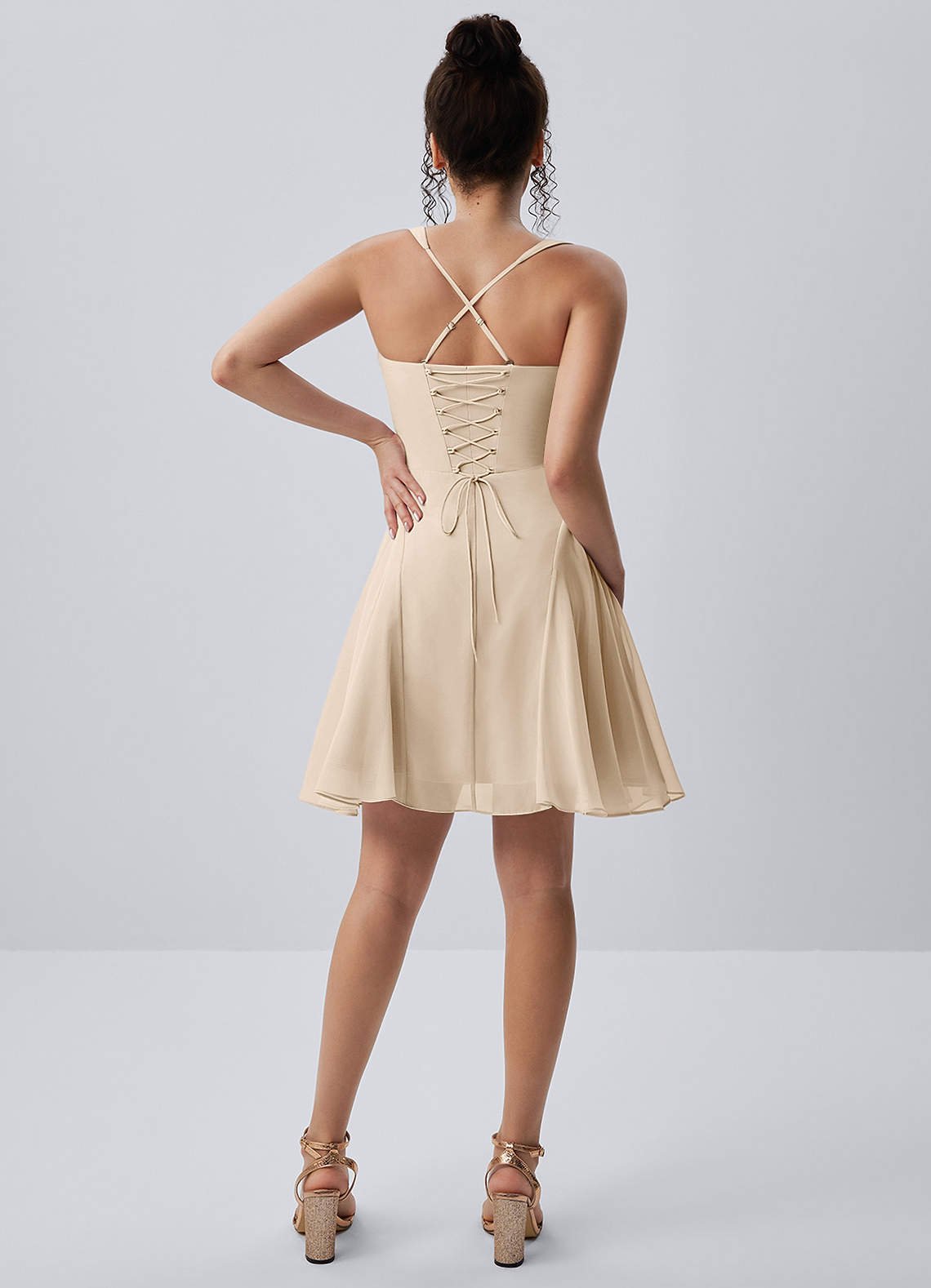 Isadora A-Line Sweetheart Chiffon Prom Dress in Champagne