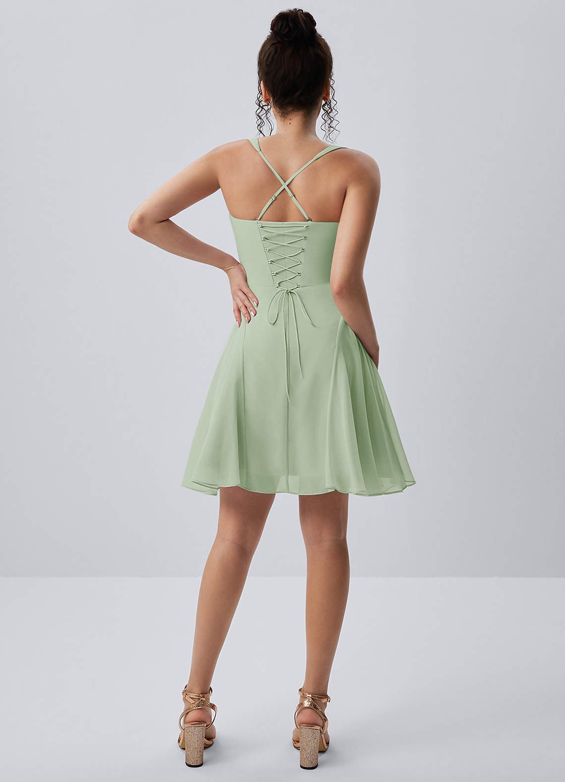 Isadora A-Line Sweetheart Chiffon Prom Dress in Light Green