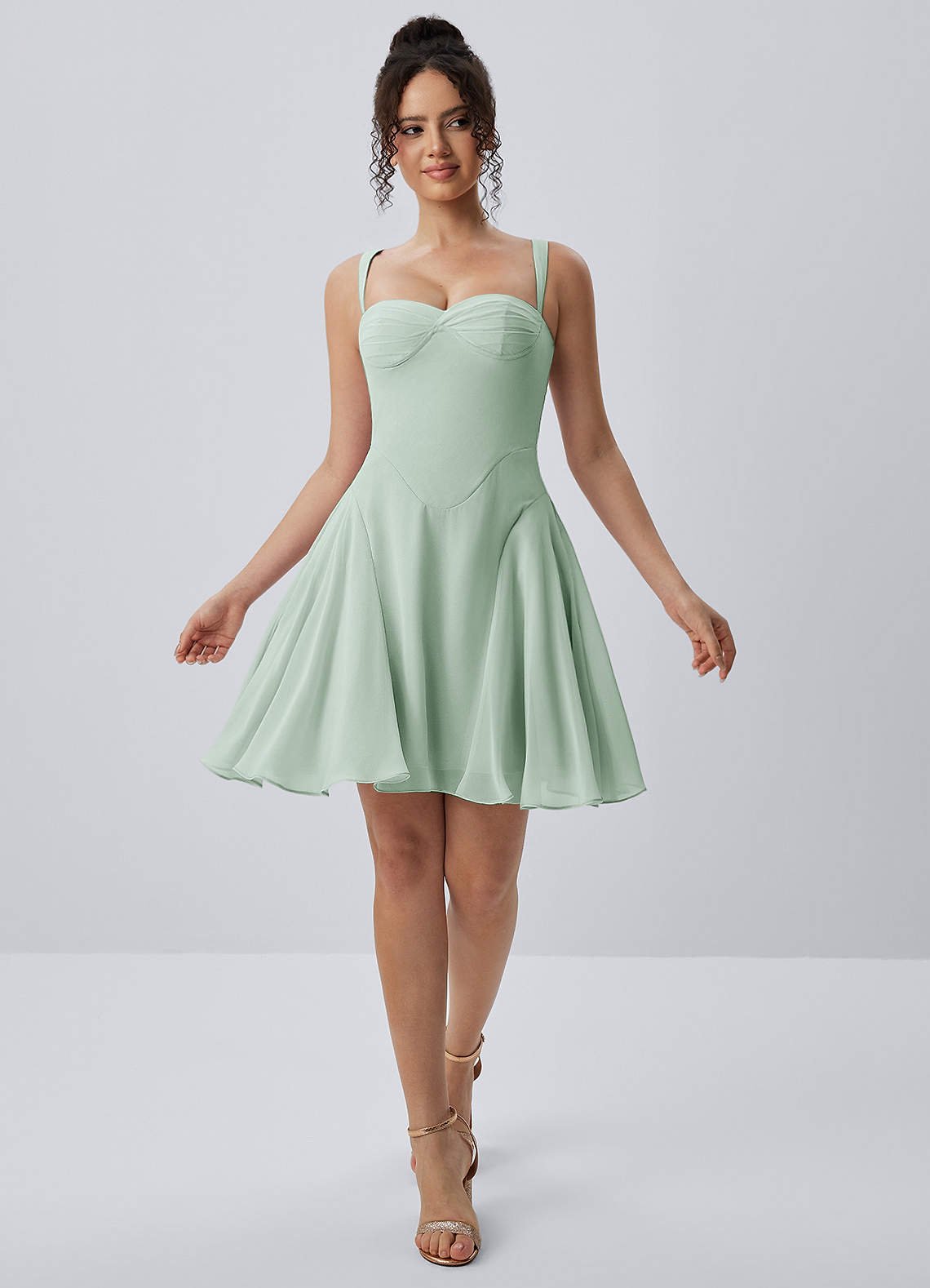 Isadora A-Line Sweetheart Chiffon Prom Dress in Agave Green