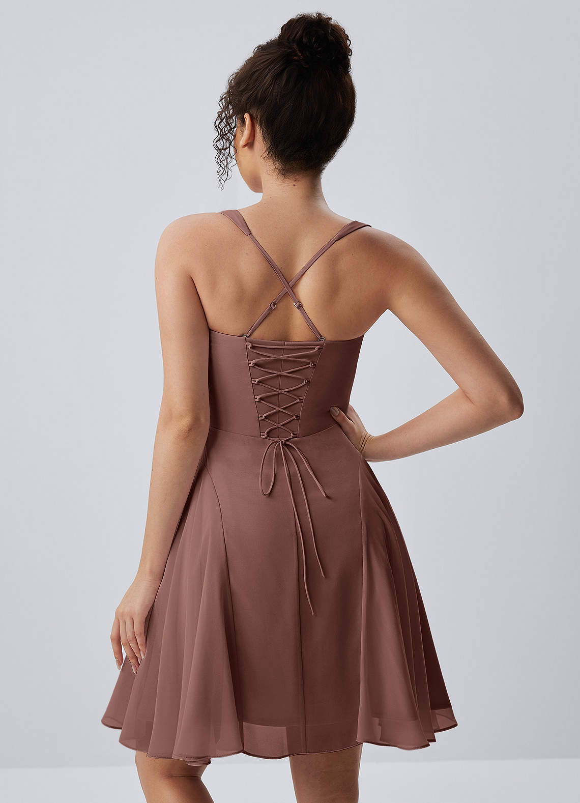 Isadora A-Line Sweetheart Chiffon Prom Dress in Mocha Coco