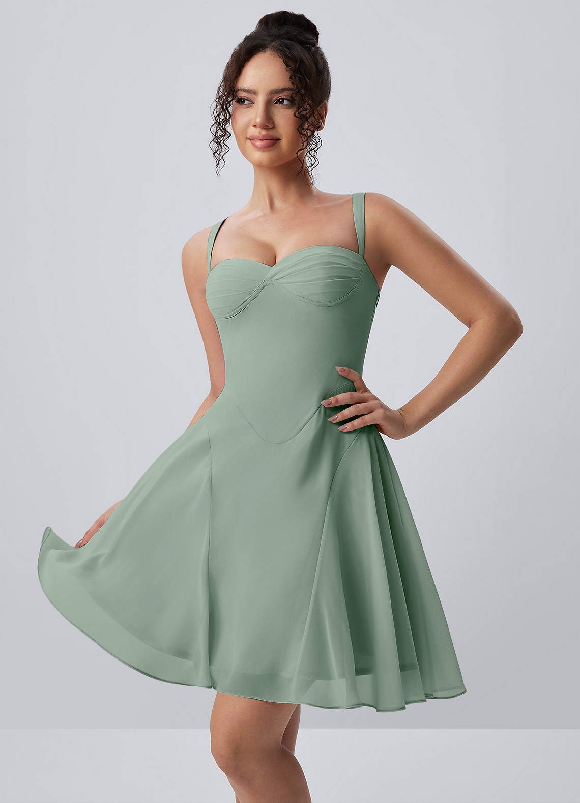 Isadora A-Line Sweetheart Chiffon Prom Dress in Dusty Rose