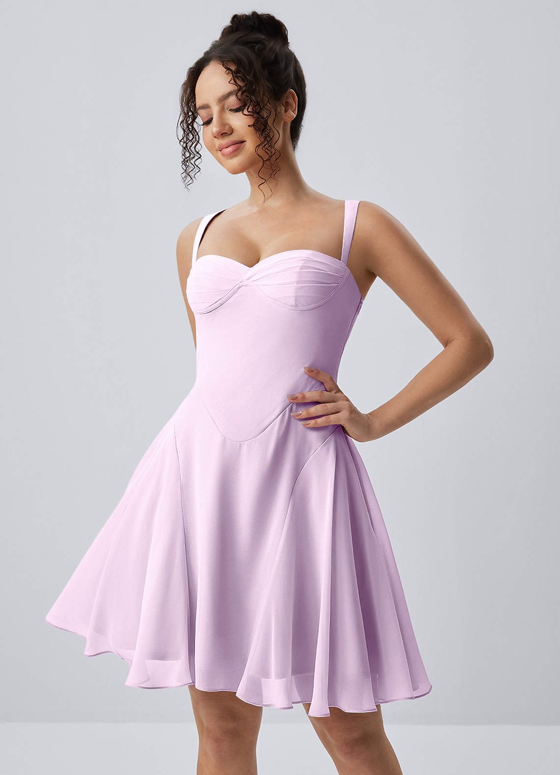 Isadora A-Line Sweetheart Chiffon Prom Dress in Frosted Lilac