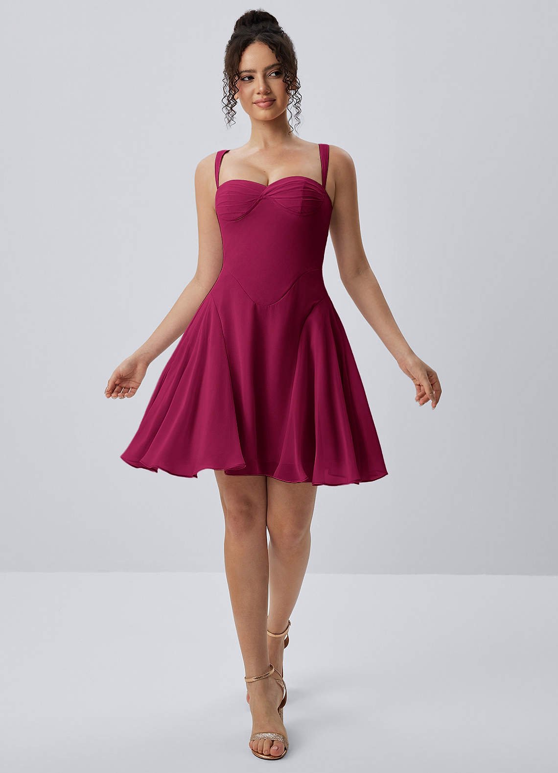 Isadora A-Line Sweetheart Chiffon Prom Dress in Burgundy