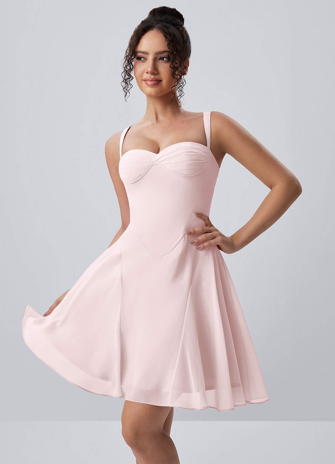 Isadora A-Line Sweetheart Chiffon Prom Dress in Dusty Rose