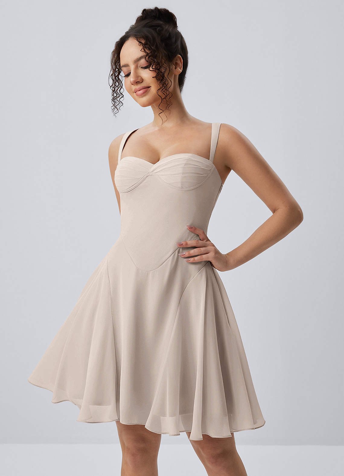 Isadora A-Line Sweetheart Chiffon Prom Dress in Vanilla