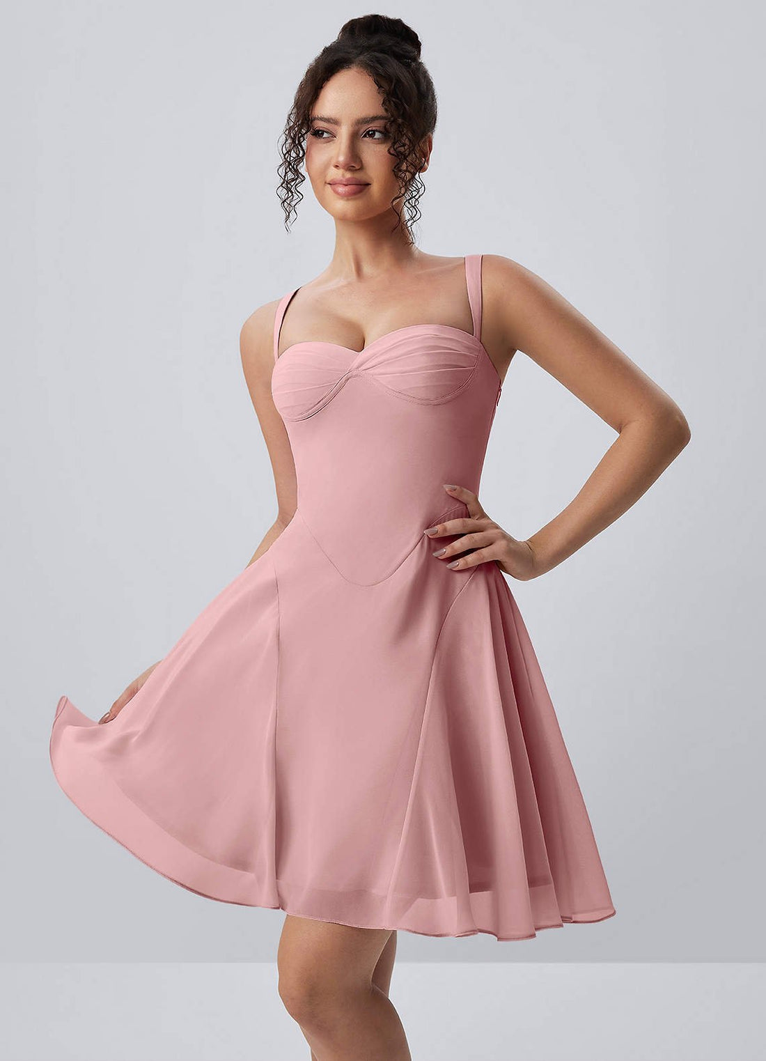 Isadora A-Line Sweetheart Chiffon Prom Dress in Dusty Rose