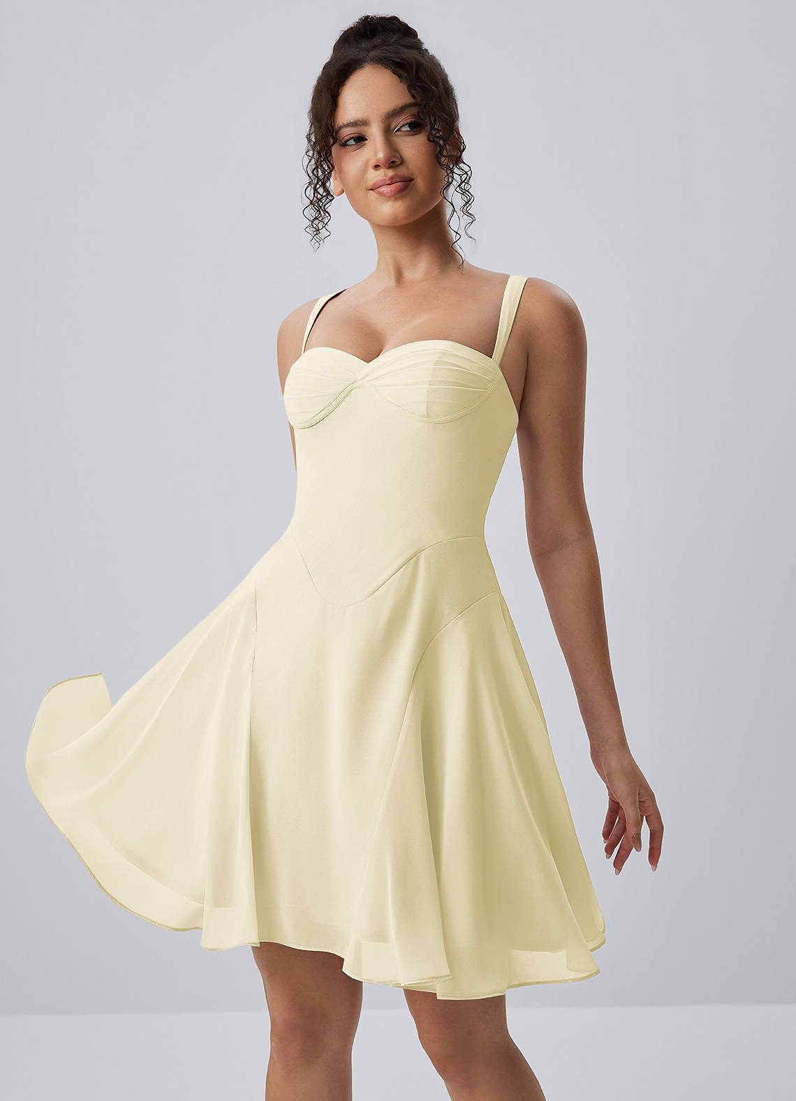 Isadora A-Line Sweetheart Chiffon Prom Dress in Butter Yellow