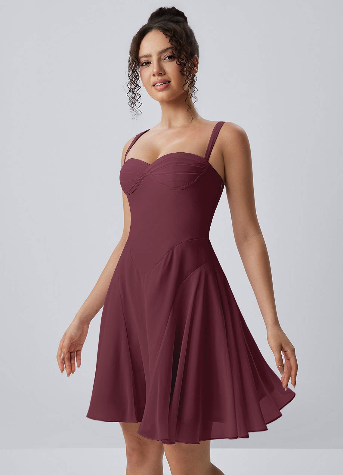 Isadora A-Line Sweetheart Chiffon Prom Dress in Wine