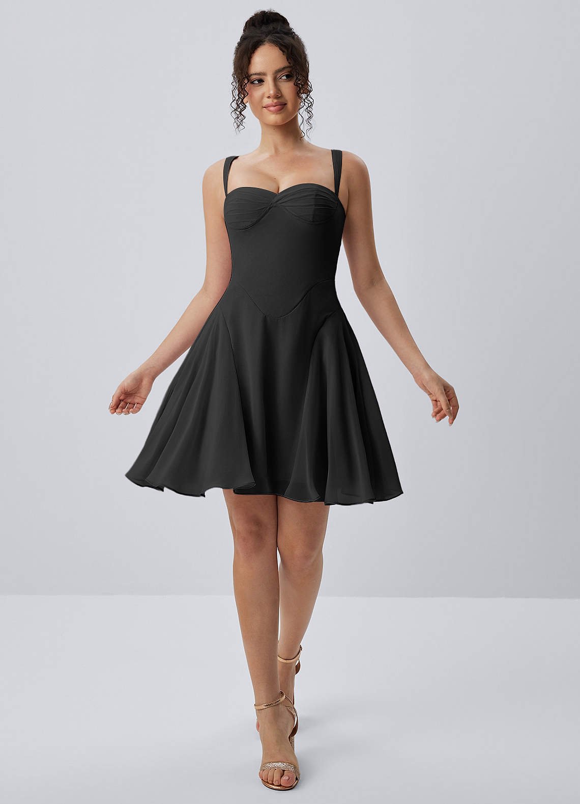 Isadora A-Line Sweetheart Chiffon Prom Dress in black