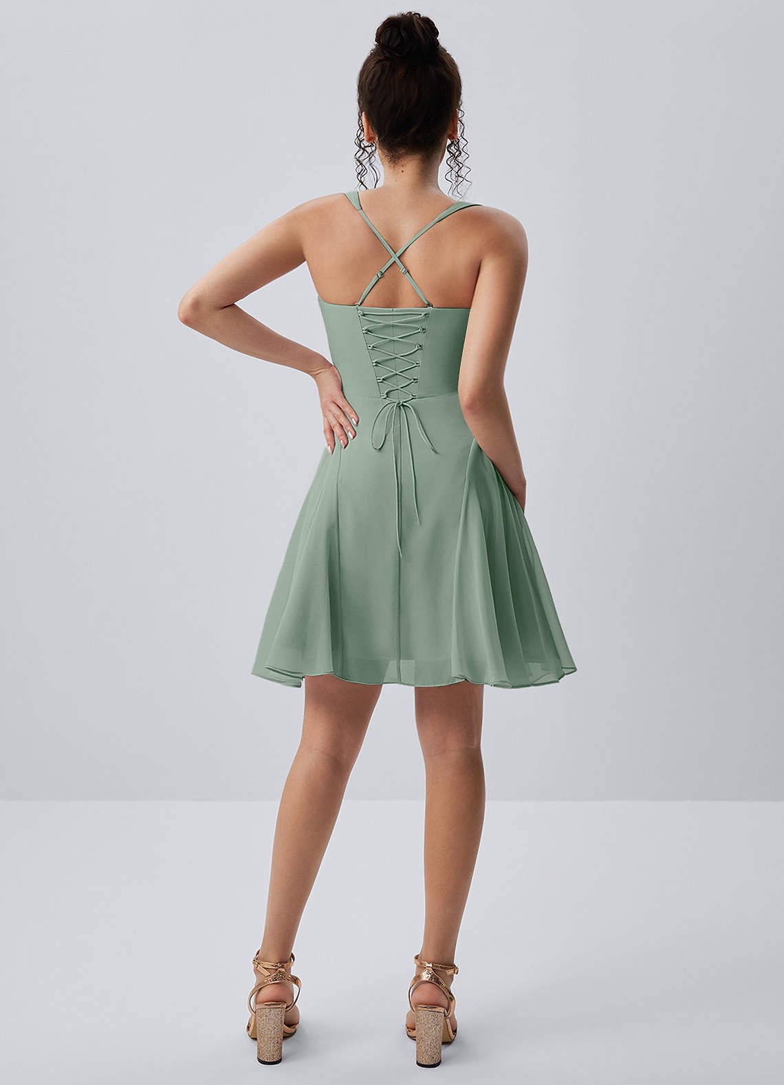 Isadora A-Line Sweetheart Chiffon Prom Dress in Vintage Sage