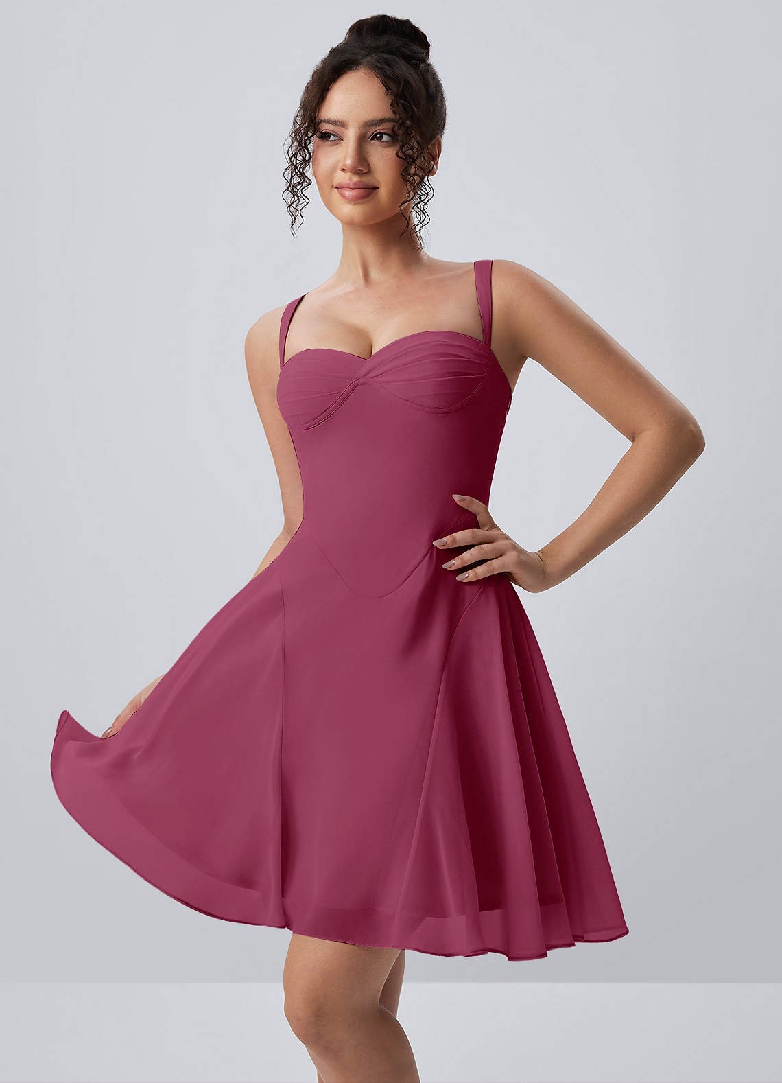 Isadora A-Line Sweetheart Chiffon Prom Dress in Dusty Rose