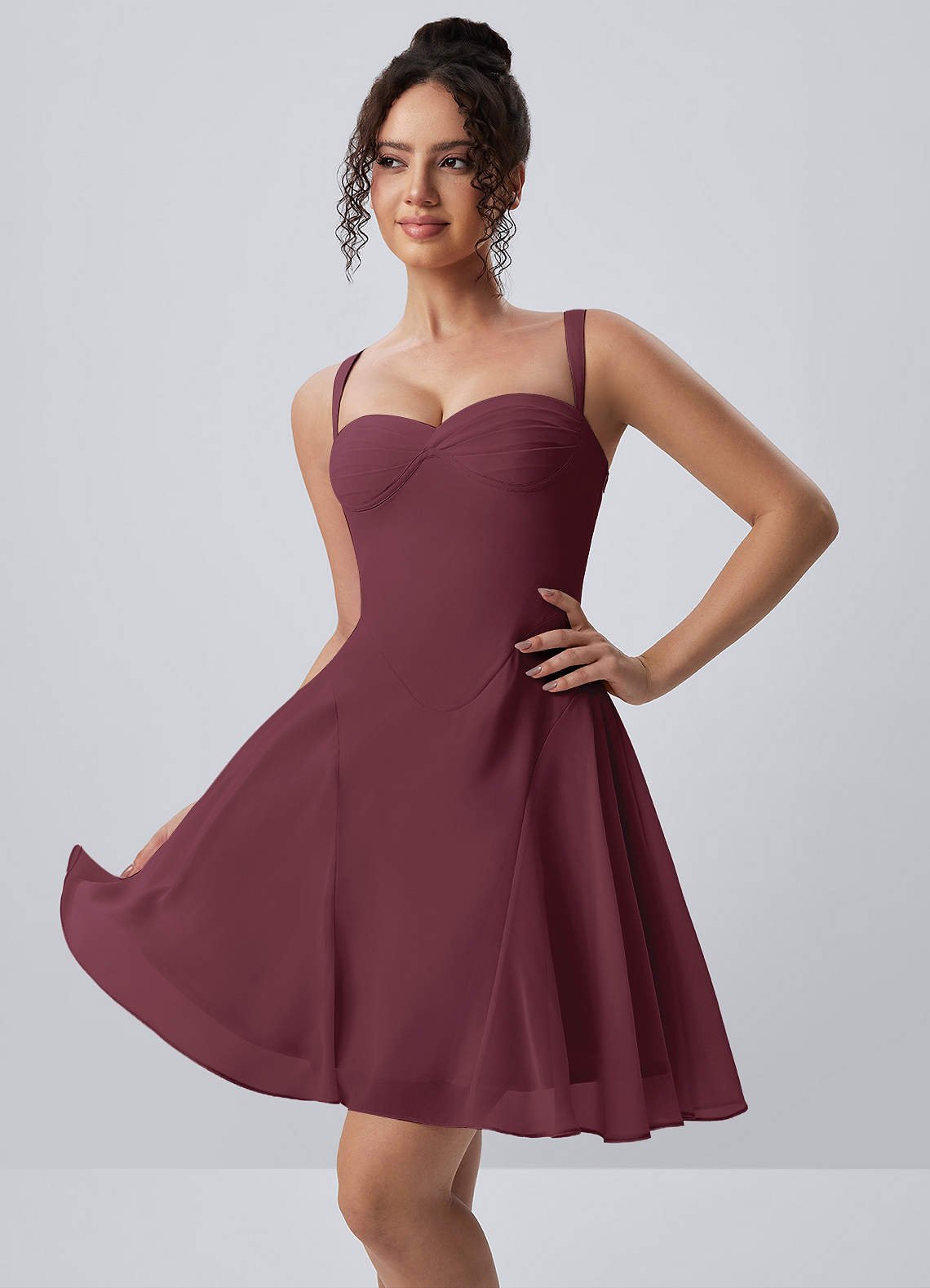 Isadora A-Line Sweetheart Chiffon Prom Dress in Dusty Rose