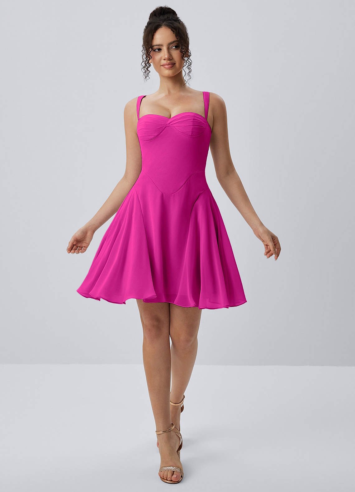 Isadora A-Line Sweetheart Chiffon Prom Dress in Hot Pink