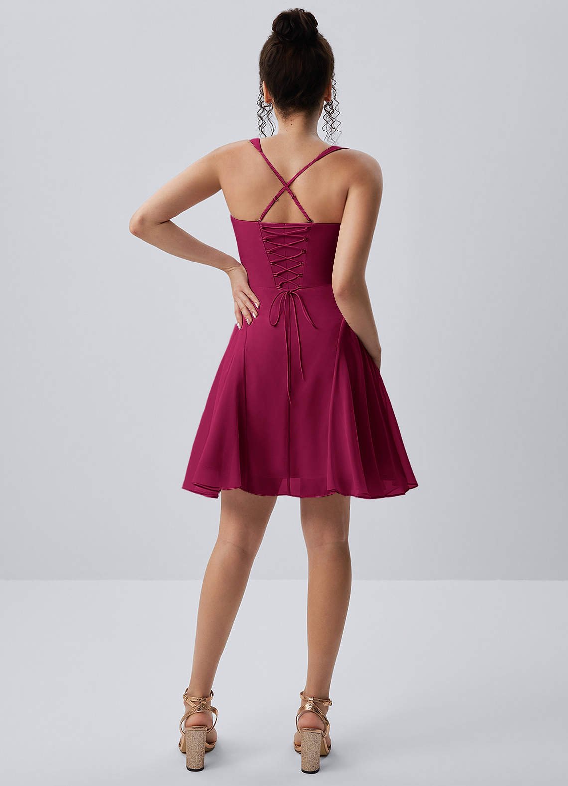 Isadora A-Line Sweetheart Chiffon Prom Dress in Burgundy