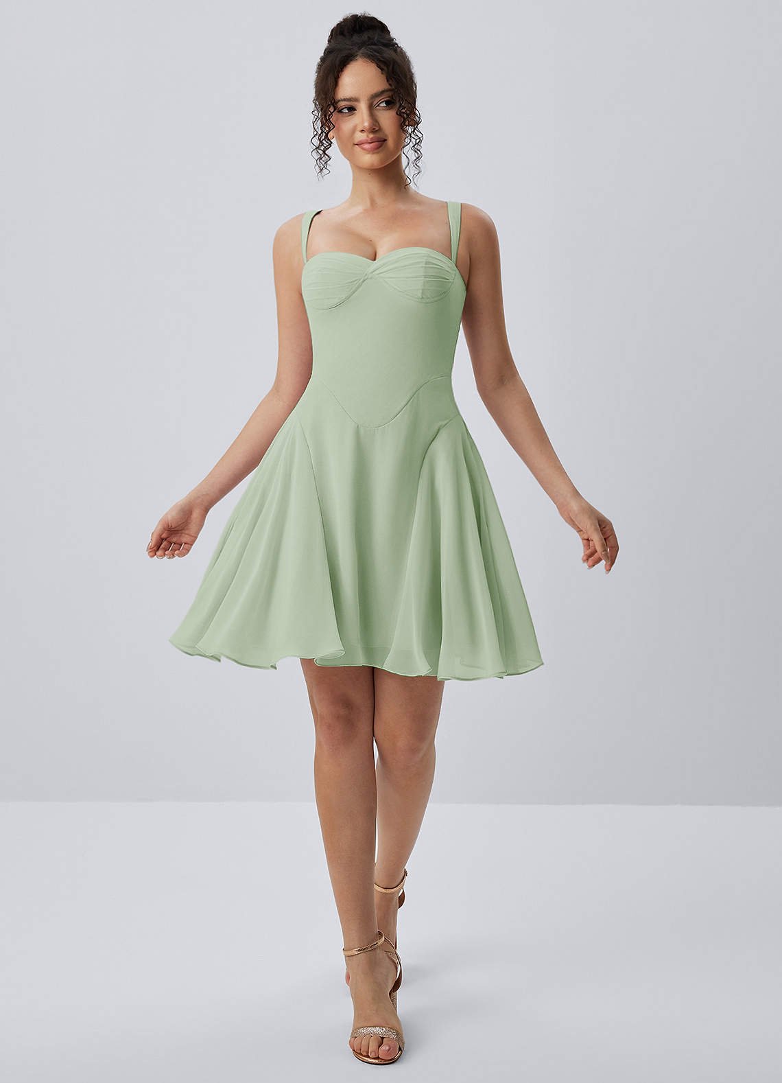 Isadora A-Line Sweetheart Chiffon Prom Dress in Light Green