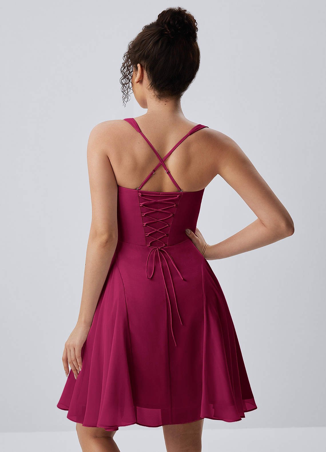 Isadora A-Line Sweetheart Chiffon Prom Dress in Burgundy