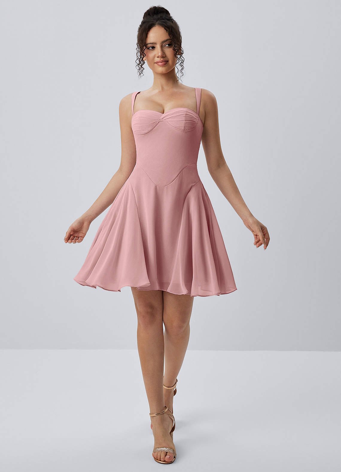 Isadora A-Line Sweetheart Chiffon Prom Dress in Dusty Rose