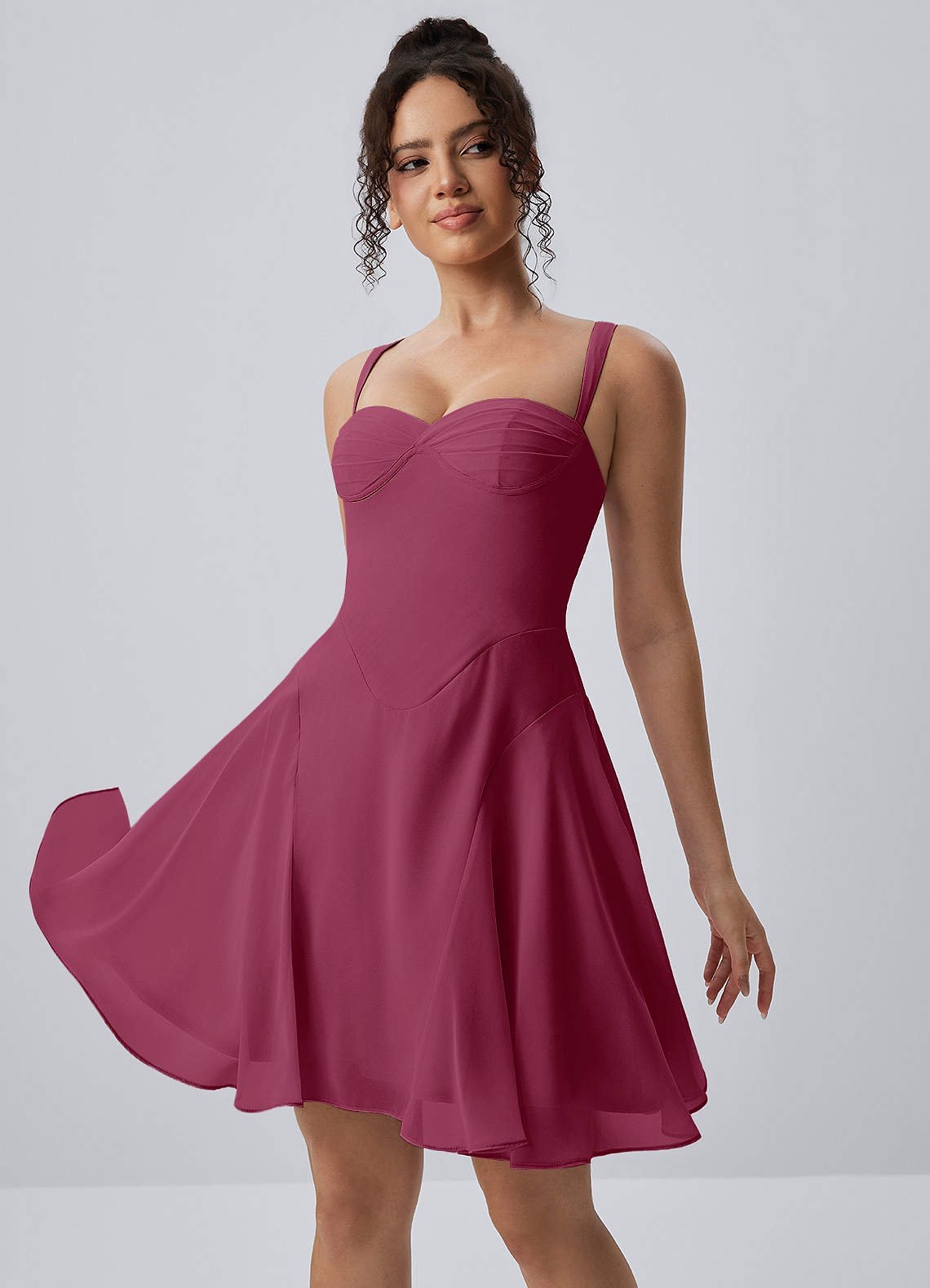 Isadora A-Line Sweetheart Chiffon Prom Dress in Mulberry