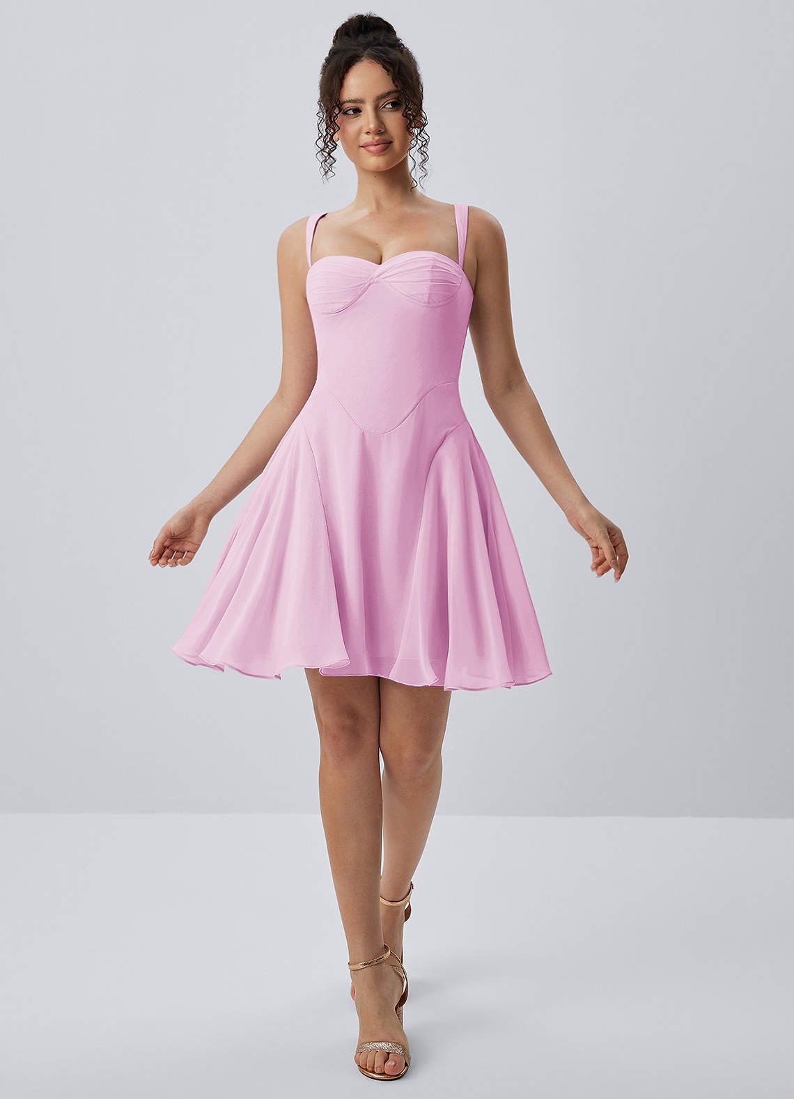Isadora A-Line Sweetheart Chiffon Prom Dress in candy pink