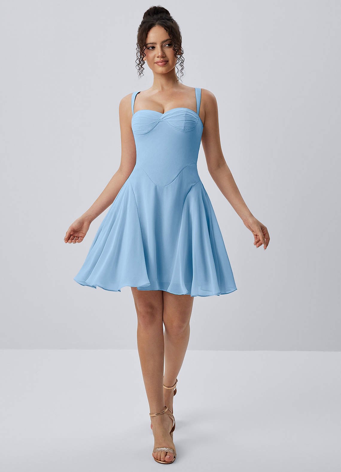 Isadora A-Line Sweetheart Chiffon Prom Dress in Haze blue
