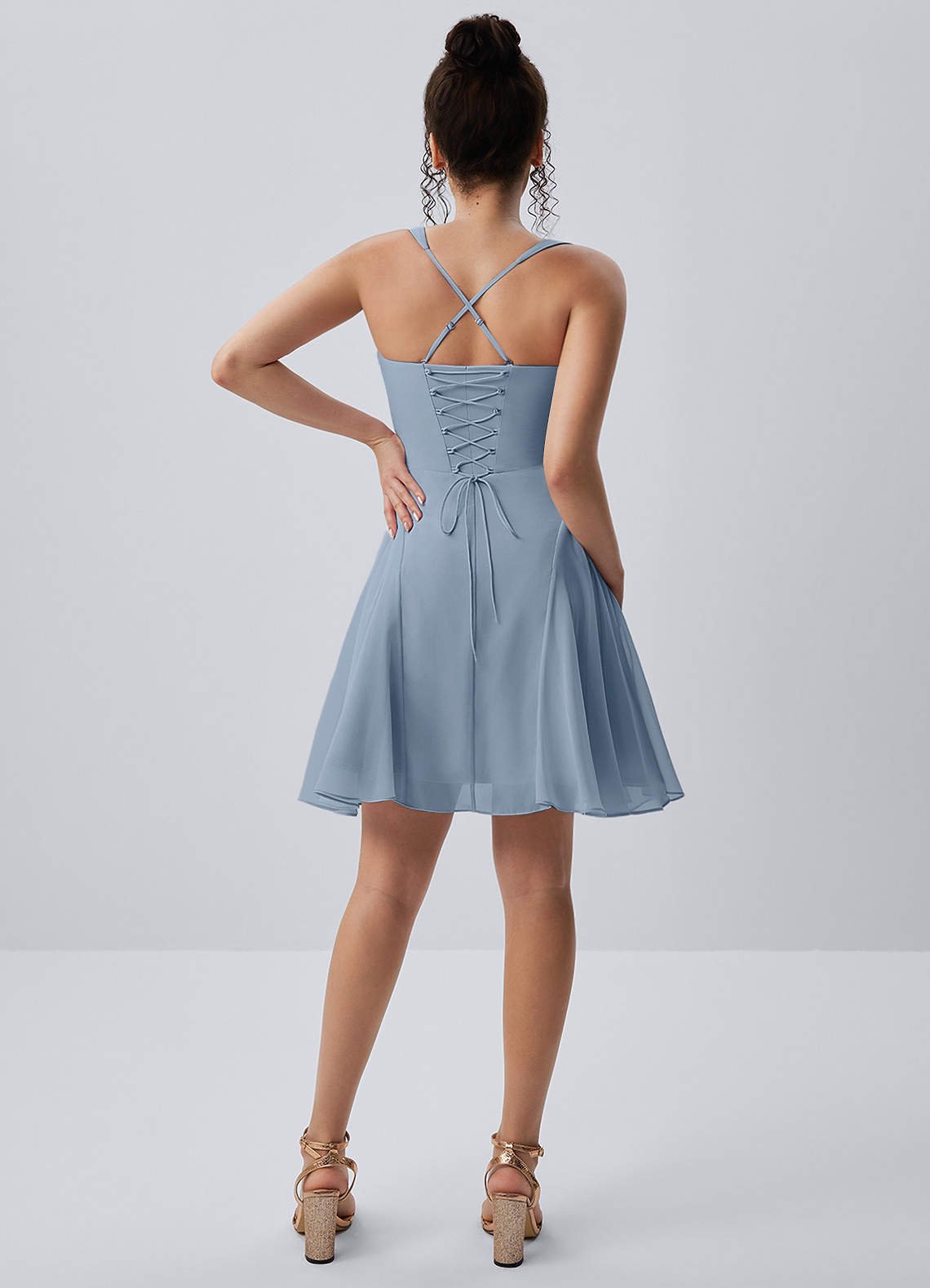 Isadora A-Line Sweetheart Chiffon Prom Dress in Dusty Blue