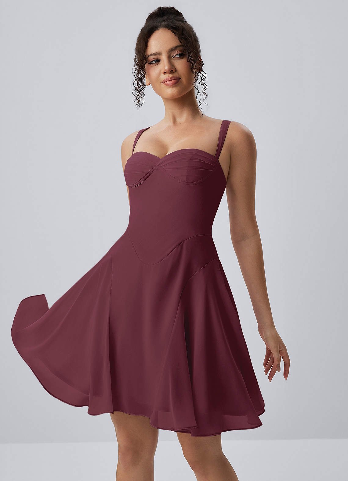 Isadora A-Line Sweetheart Chiffon Prom Dress in Wine