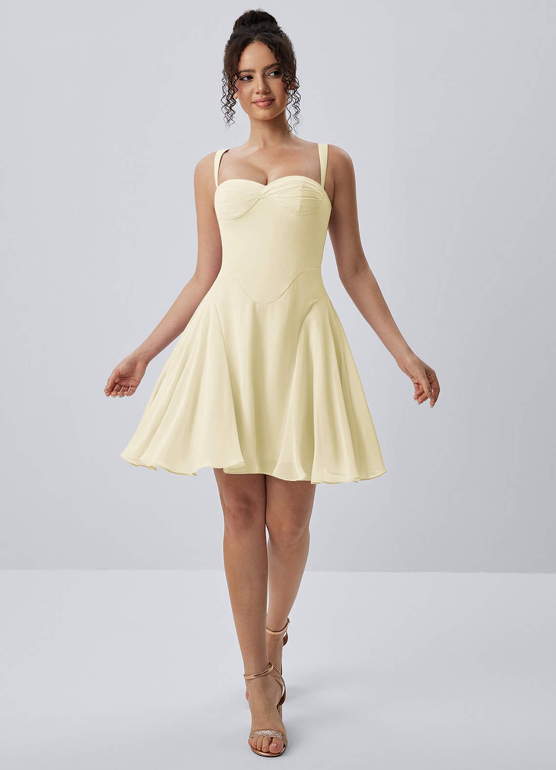 Isadora A-Line Sweetheart Chiffon Prom Dress in Butter Yellow