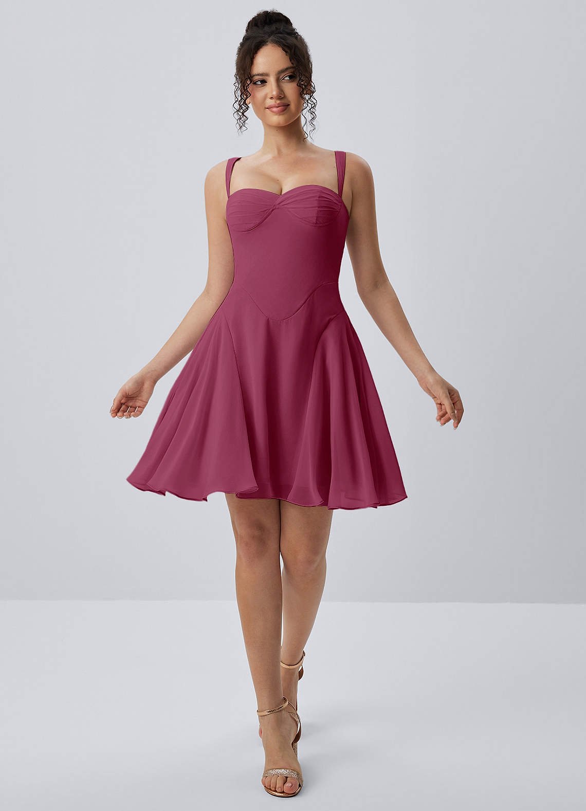Isadora A-Line Sweetheart Chiffon Prom Dress in Mulberry
