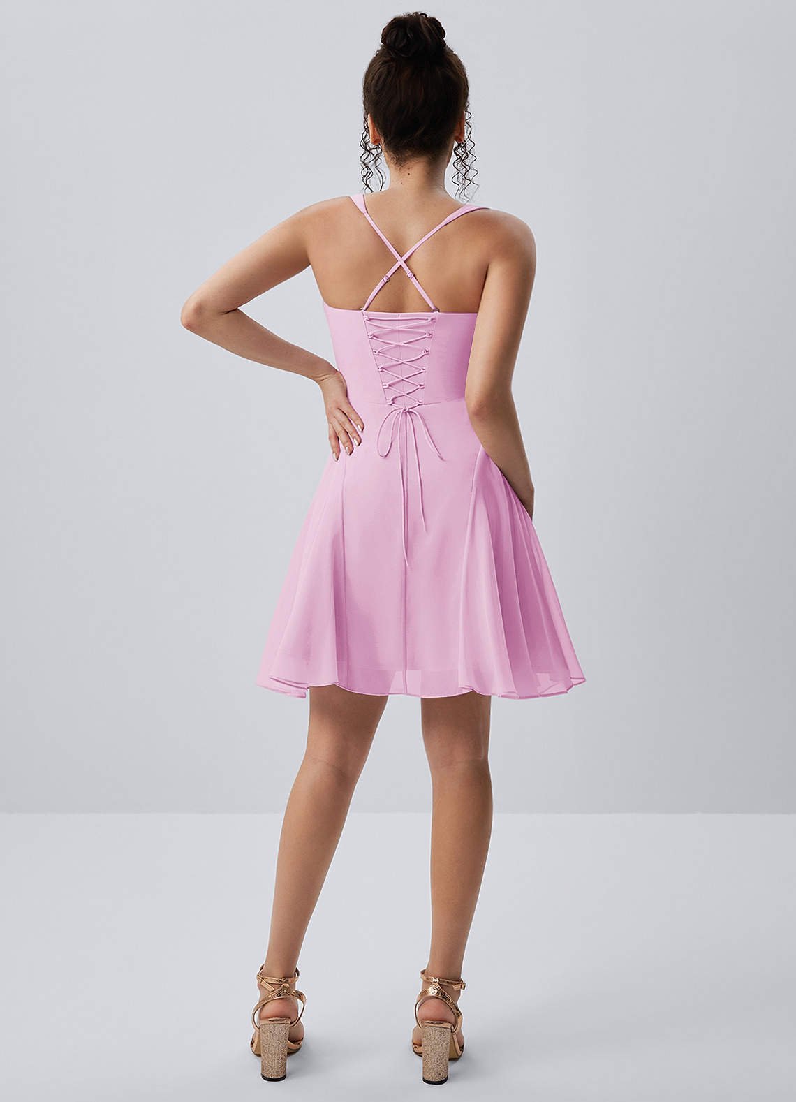 Isadora A-Line Sweetheart Chiffon Prom Dress in candy pink