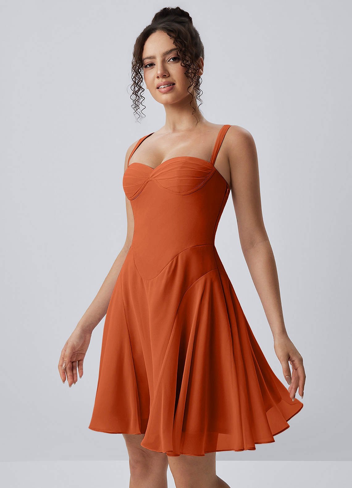 Isadora A-Line Sweetheart Chiffon Prom Dress in Rust