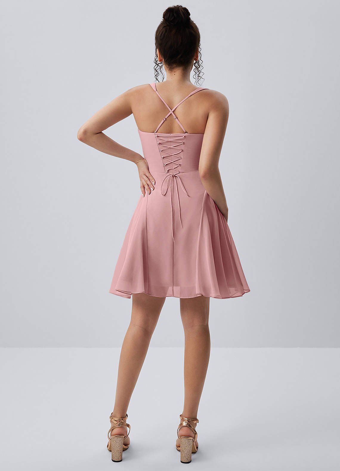 Isadora A-Line Sweetheart Chiffon Prom Dress in Dusty Rose