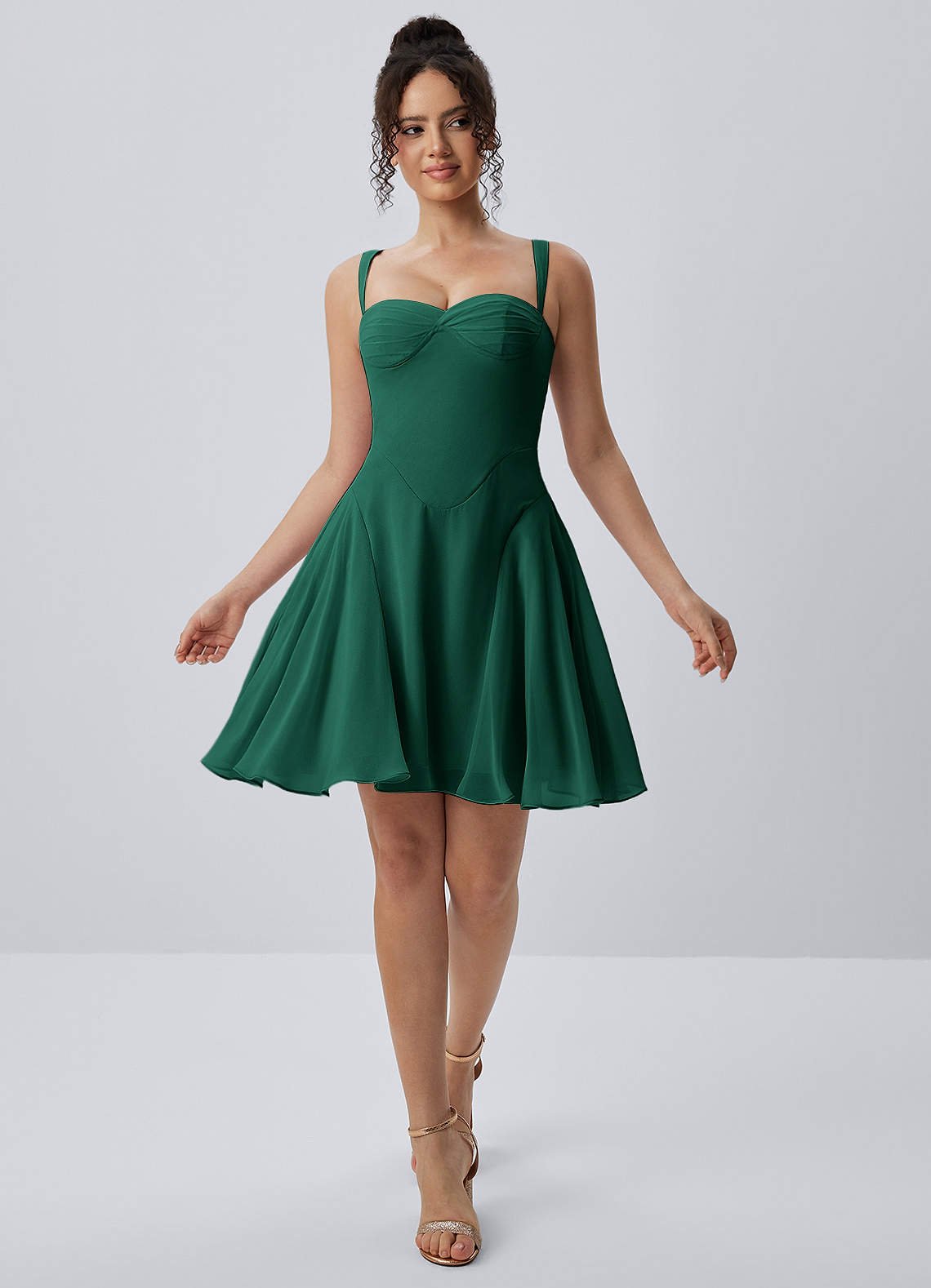 Isadora A-Line Sweetheart Chiffon Prom Dress in Hunter Green