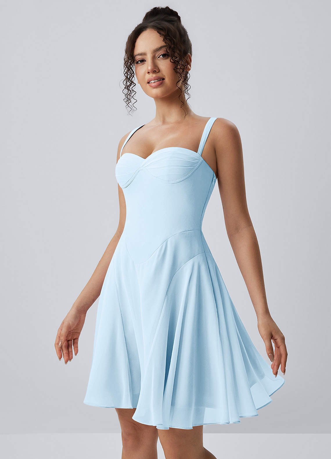 Isadora A-Line Sweetheart Chiffon Prom Dress in Sky Blue