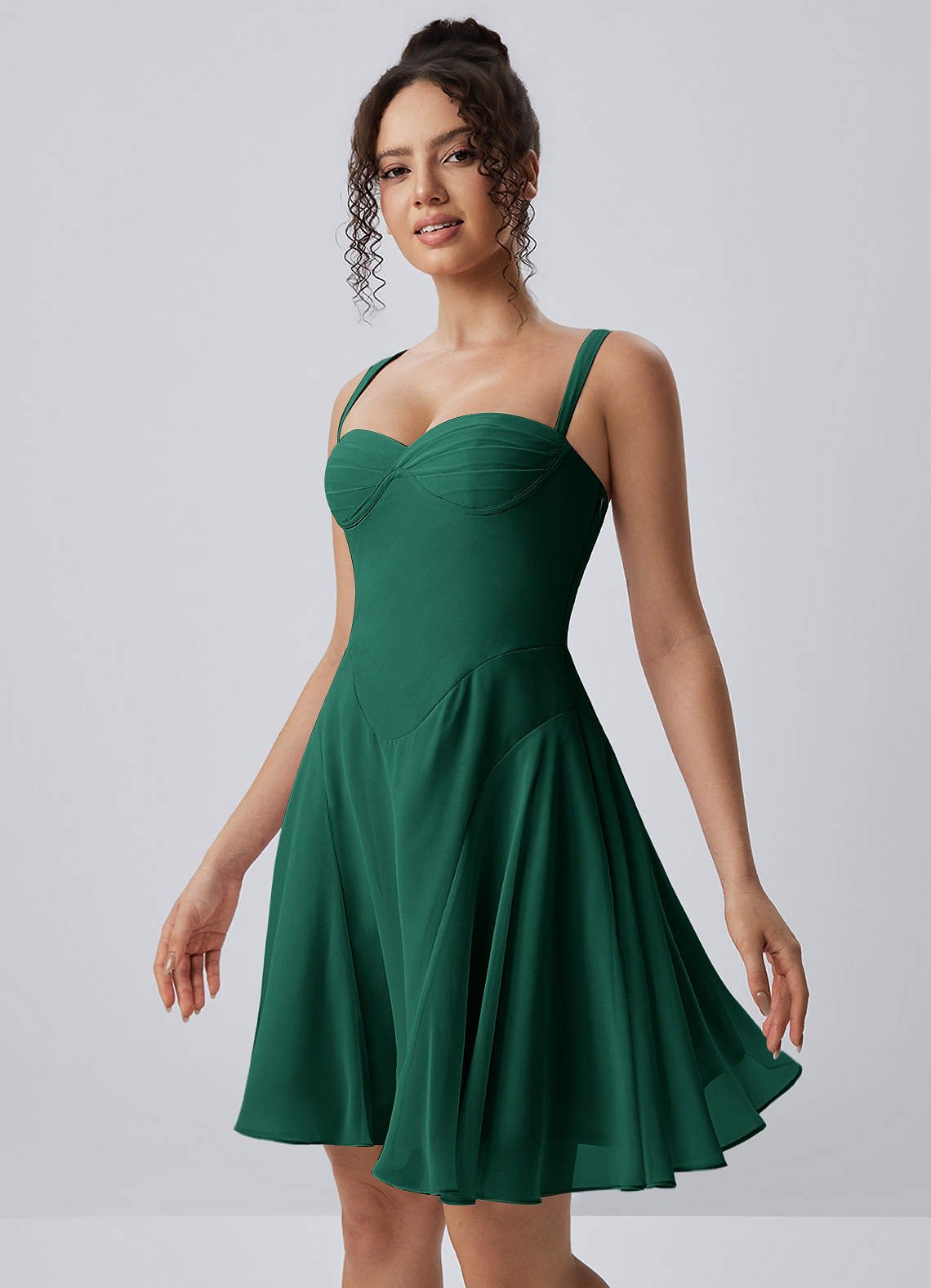 Isadora A-Line Sweetheart Chiffon Prom Dress in Hunter Green