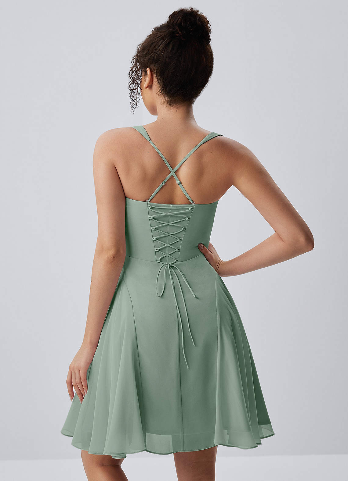 Isadora A-Line Sweetheart Chiffon Prom Dress in Vintage Sage