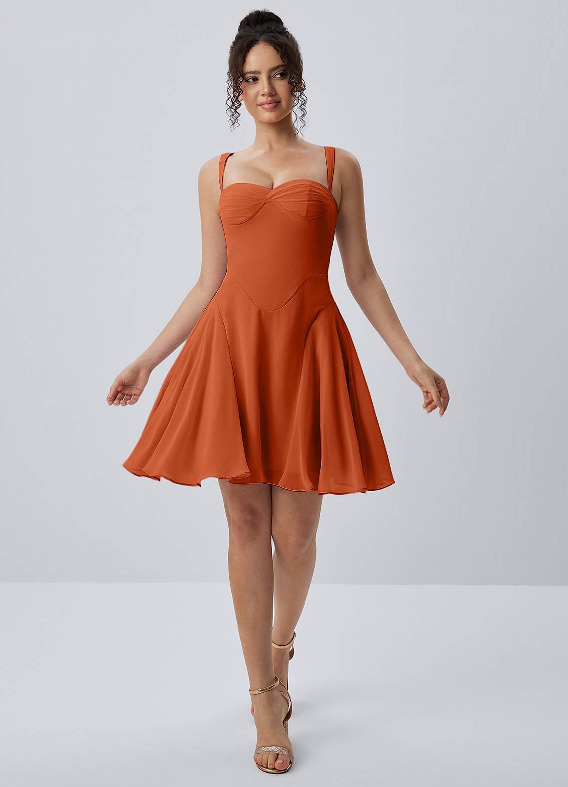 Isadora A-Line Sweetheart Chiffon Prom Dress in Rust