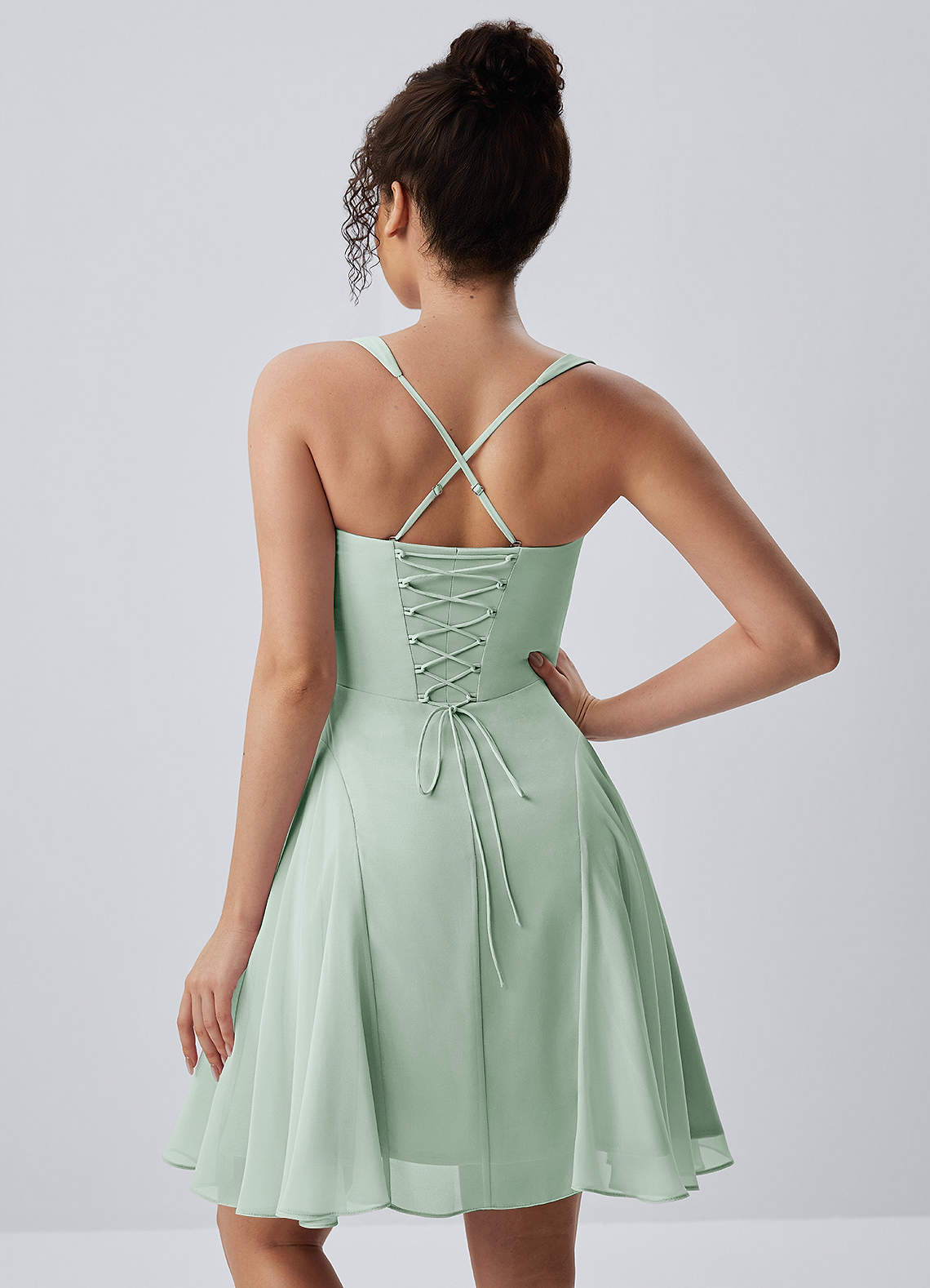 Isadora A-Line Sweetheart Chiffon Prom Dress in Agave Green