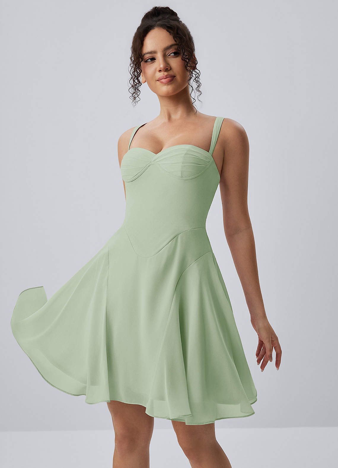 Isadora A-Line Sweetheart Chiffon Prom Dress in Light Green