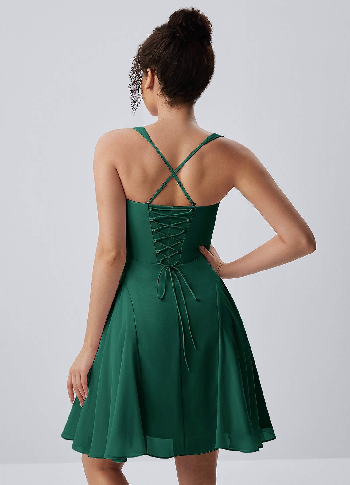 Isadora A-Line Sweetheart Chiffon Prom Dress in Hunter Green