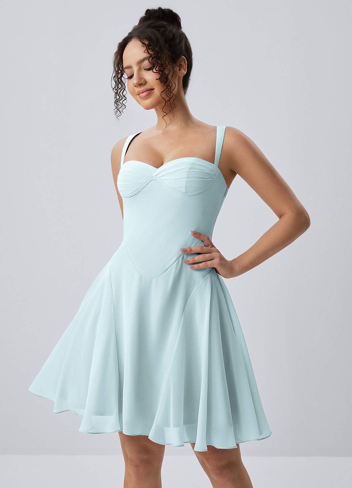 Isadora A-Line Sweetheart Chiffon Prom Dress in Mist