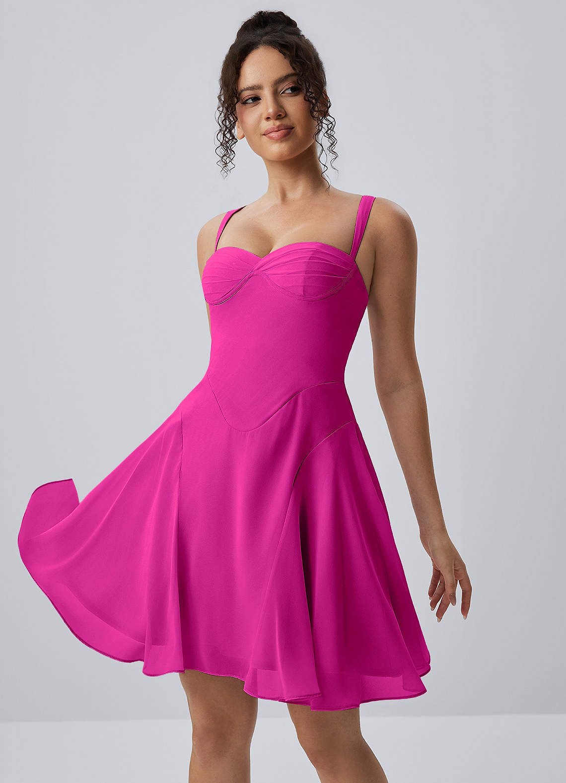 Isadora A-Line Sweetheart Chiffon Prom Dress in Hot Pink