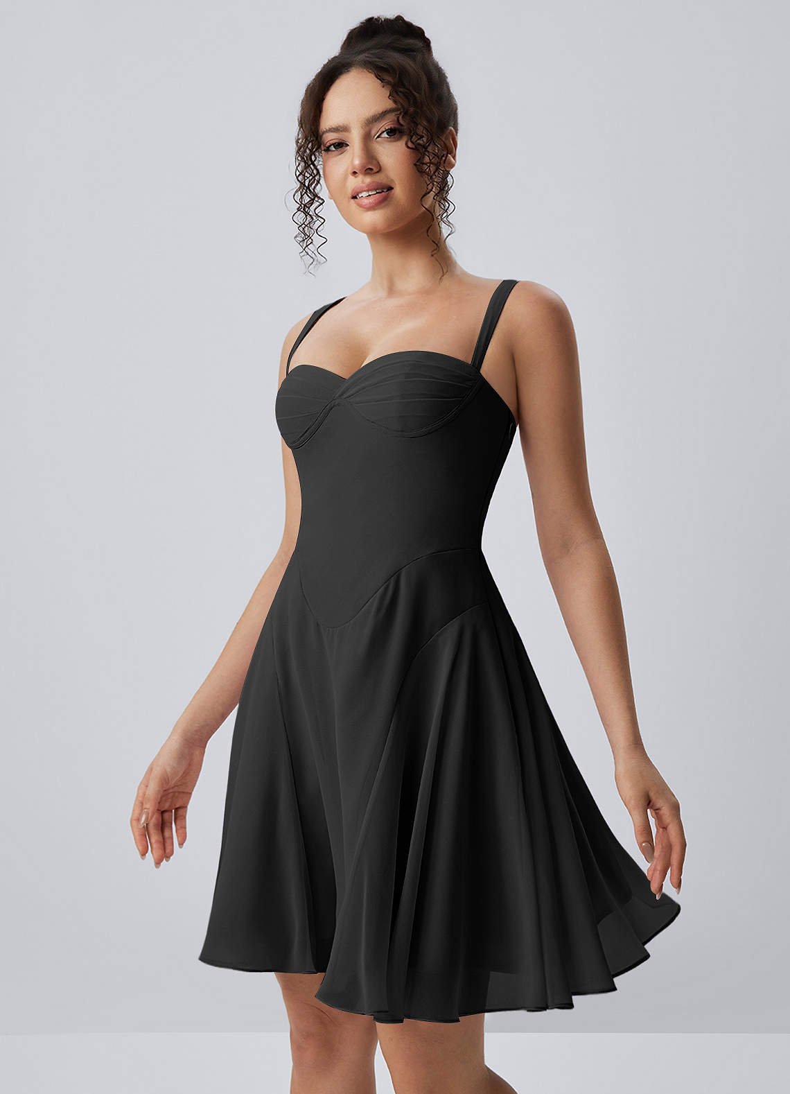 Isadora A-Line Sweetheart Chiffon Prom Dress in black