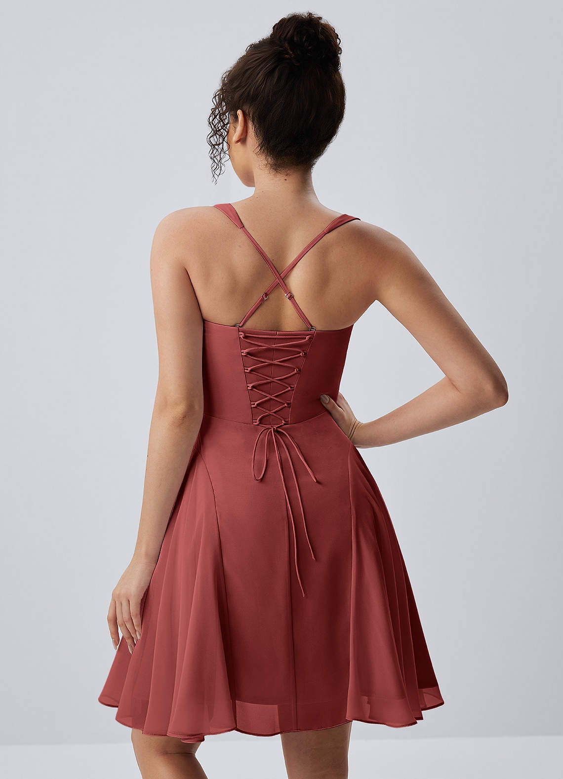 Isadora A-Line Sweetheart Chiffon Prom Dress in Burnt Umber