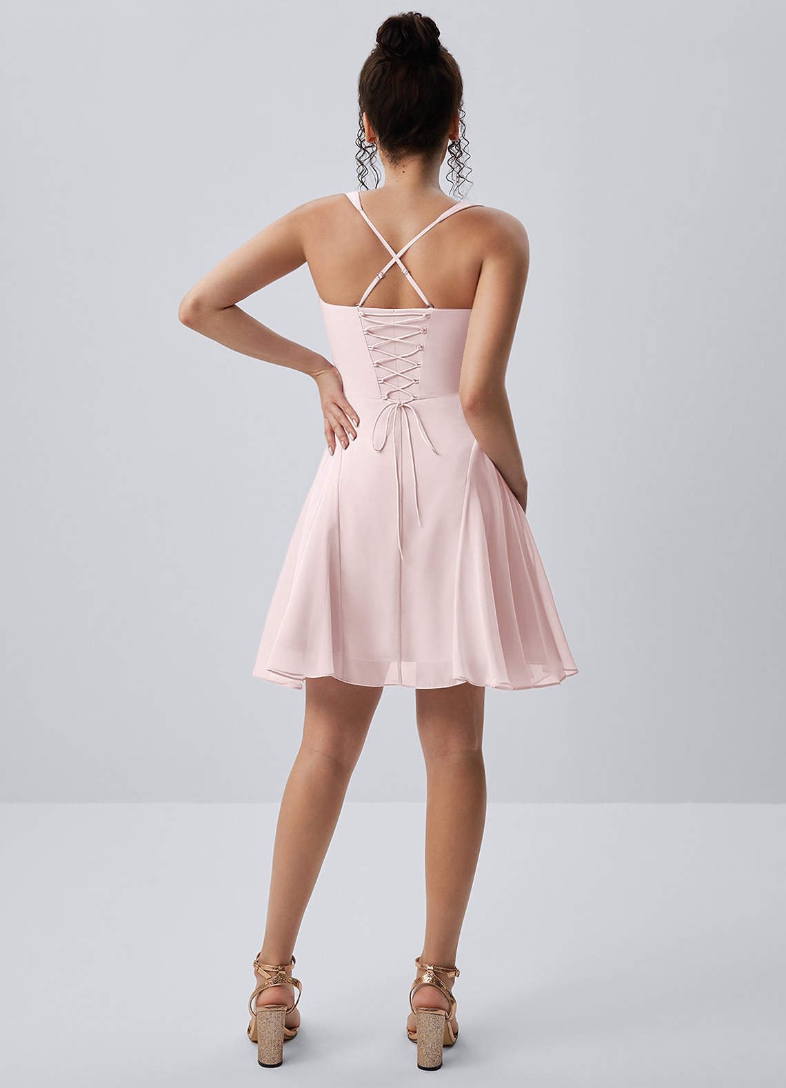 Isadora A-Line Sweetheart Chiffon Prom Dress in Blushing Pink