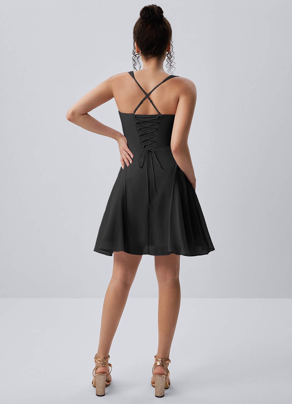 Isadora A-Line Sweetheart Chiffon Prom Dress in black