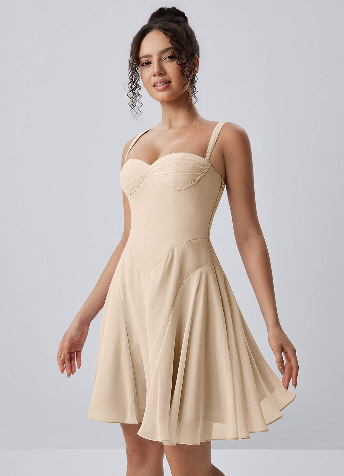 Isadora A-Line Sweetheart Chiffon Prom Dress in Champagne