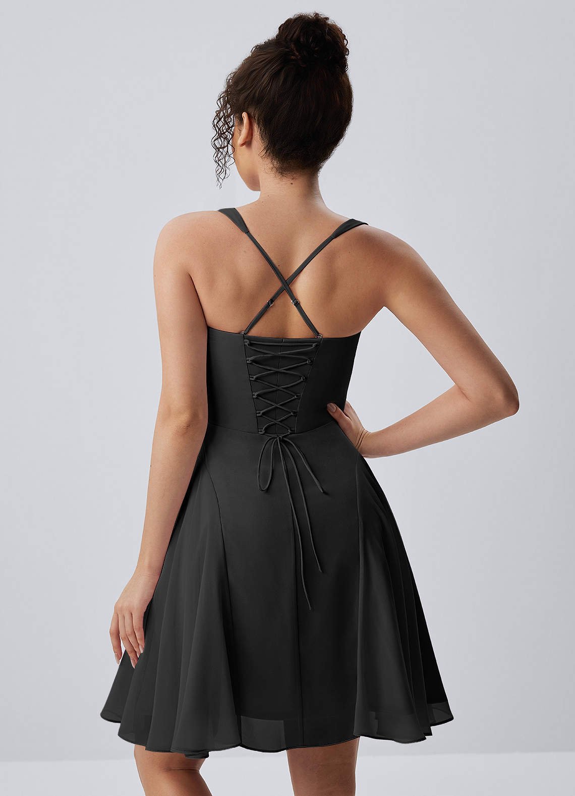 Isadora A-Line Sweetheart Chiffon Prom Dress in black