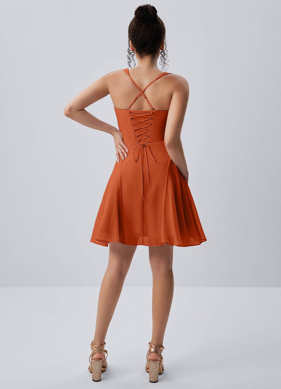 Isadora A-Line Sweetheart Chiffon Prom Dress in Rust