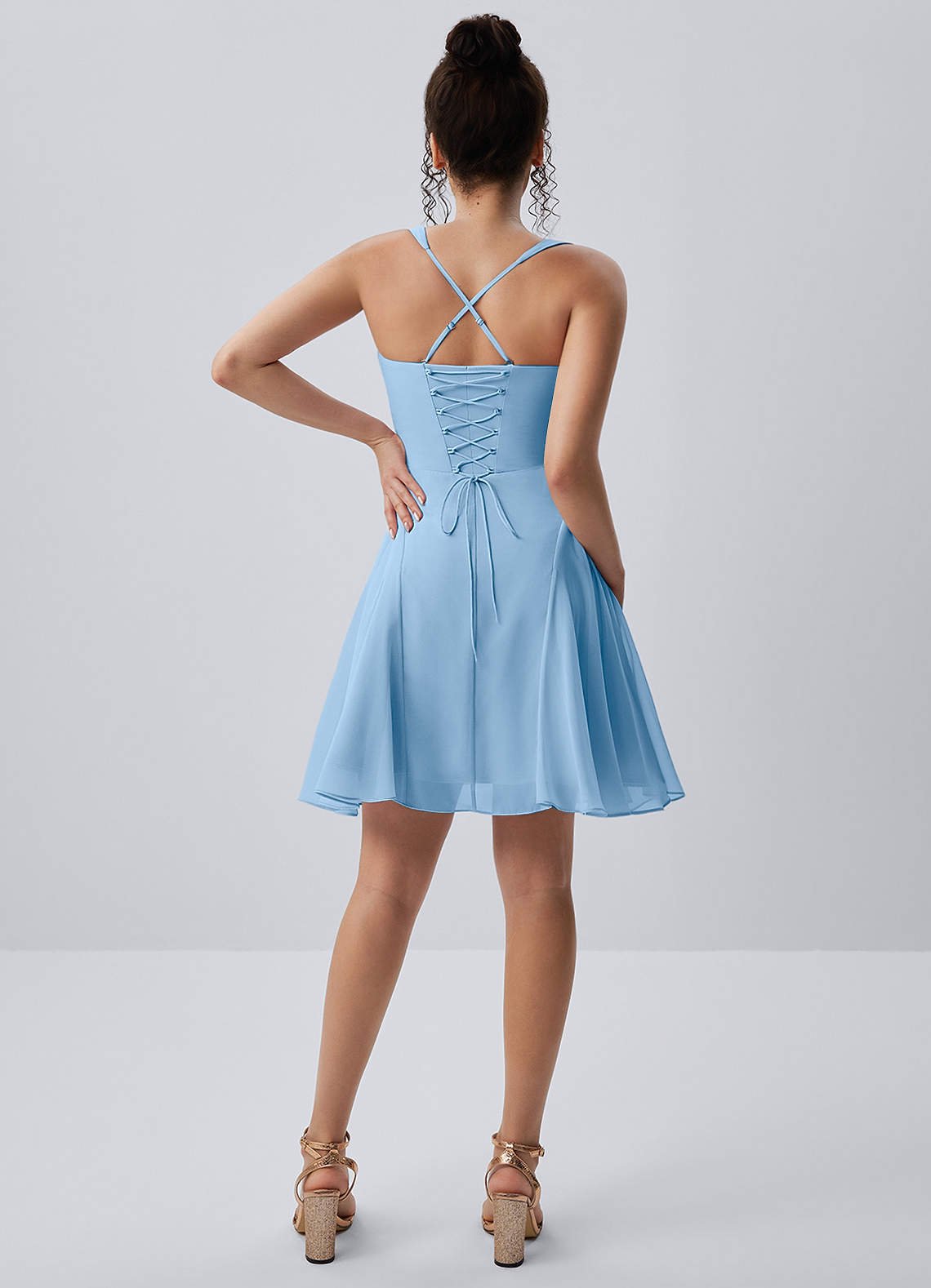 Isadora A-Line Sweetheart Chiffon Prom Dress in Haze blue